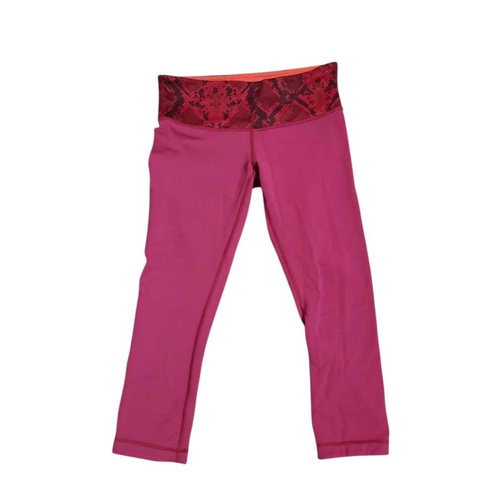 Lululemon Wunder Under Crop Pant w/ Snake Waist Pink and Red Reversible